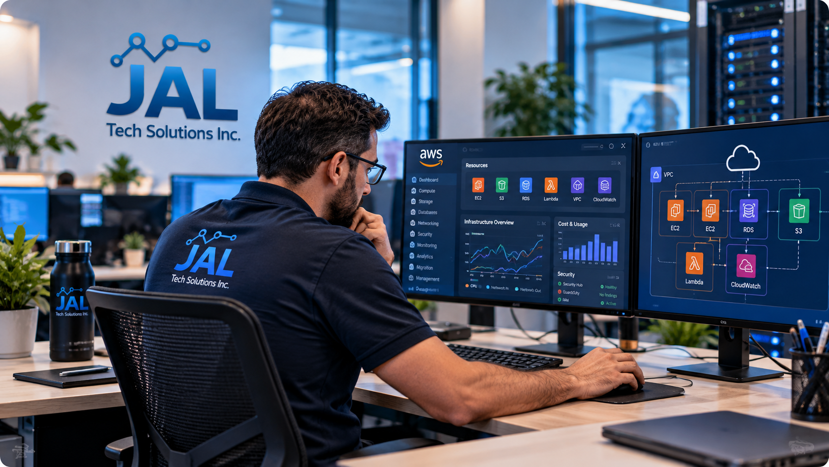 Ingénieur JAL Tech Solutions administrant une infrastructure Cloud AWS