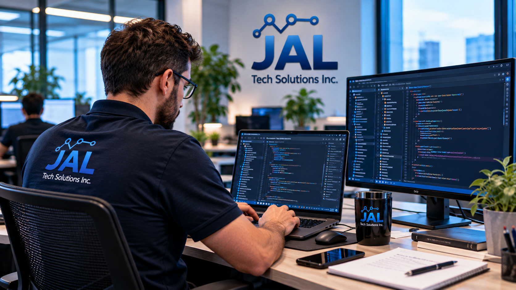 Développeur JAL Tech Solutions travaillant sur une application